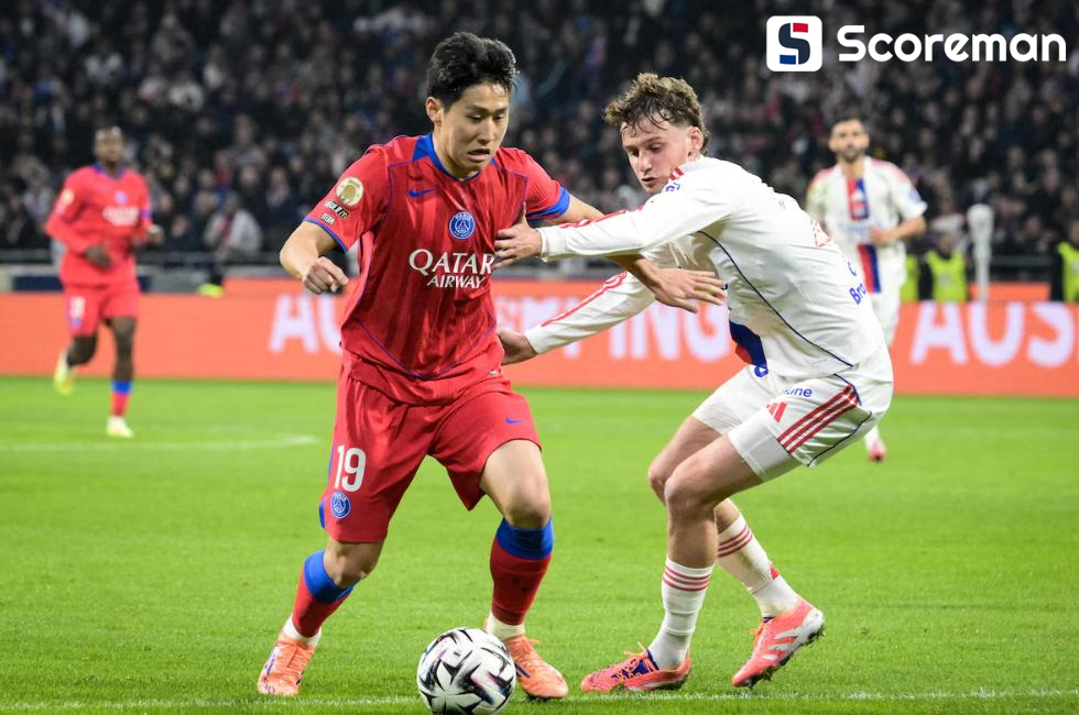 'PSG 통산 100경기' 이강인, 리옹전 극장골 도움…3-2 신승! 1위 탈환